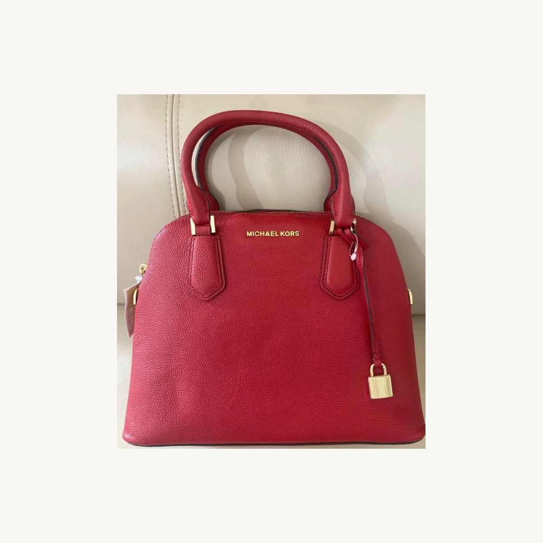 MICHAEL KORS Adele Large Dome Leather; Scarlet